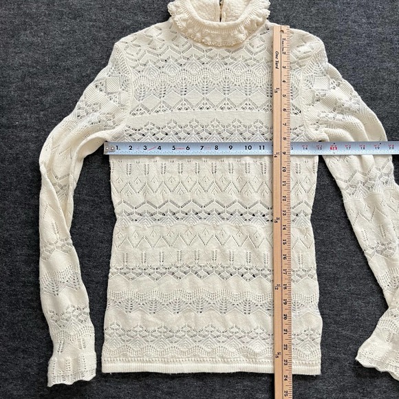 VINTAGE RALPH LAUREN BLUE LABEL MOCK NECK POINTELLE WOOL SWEATER WOMEN SIZE S - Picture 9 of 14